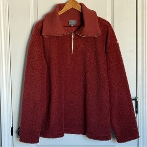 Berkley Jensen Red Quarter-Zip Fleece Pullover High Collar Size XXL